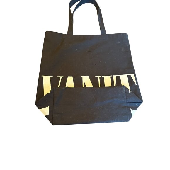 Vanity Fair Black Canvas Tote Bag With Bold White Lettering Design - Picture 2 of 4
